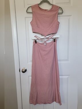 HYFVE Blush Pink Two-Piece Cutout Maxi Dress